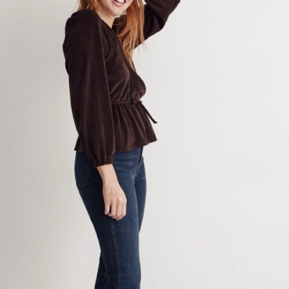 Madewell Velvet Ballet Wrap Top in Deep Purple